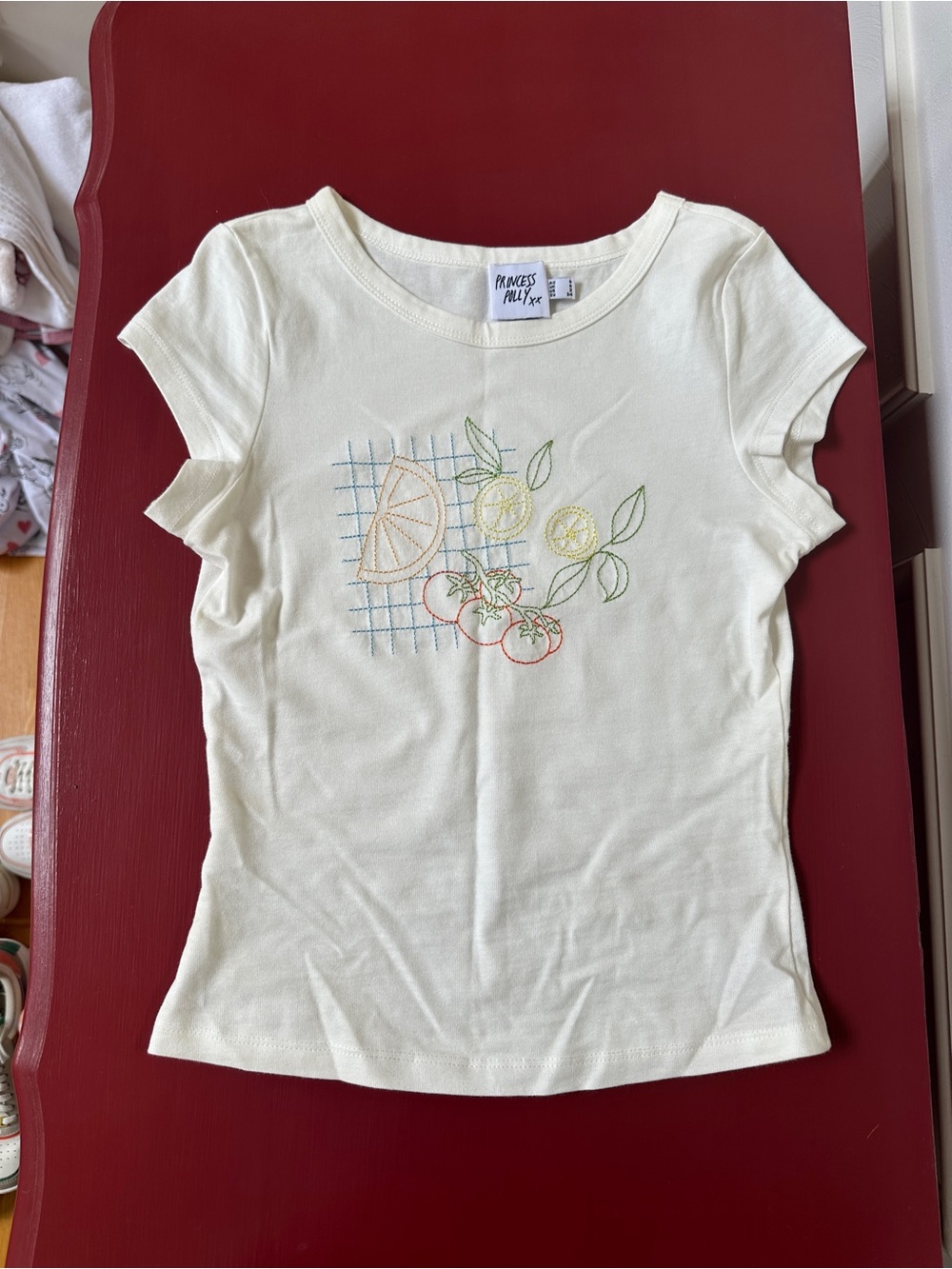Princess Polly Baby Tee with Fruit Embroidery